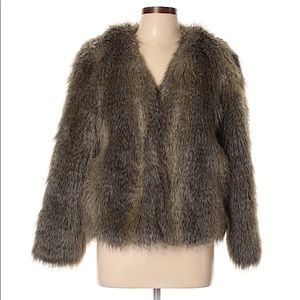 H&M Gray-Brown Faux Fur Coat